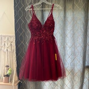 Prom Red Sleeveless Spaghetti Strap Mini Dress